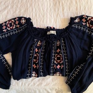 Abercrombie embroidered off the shoulder top